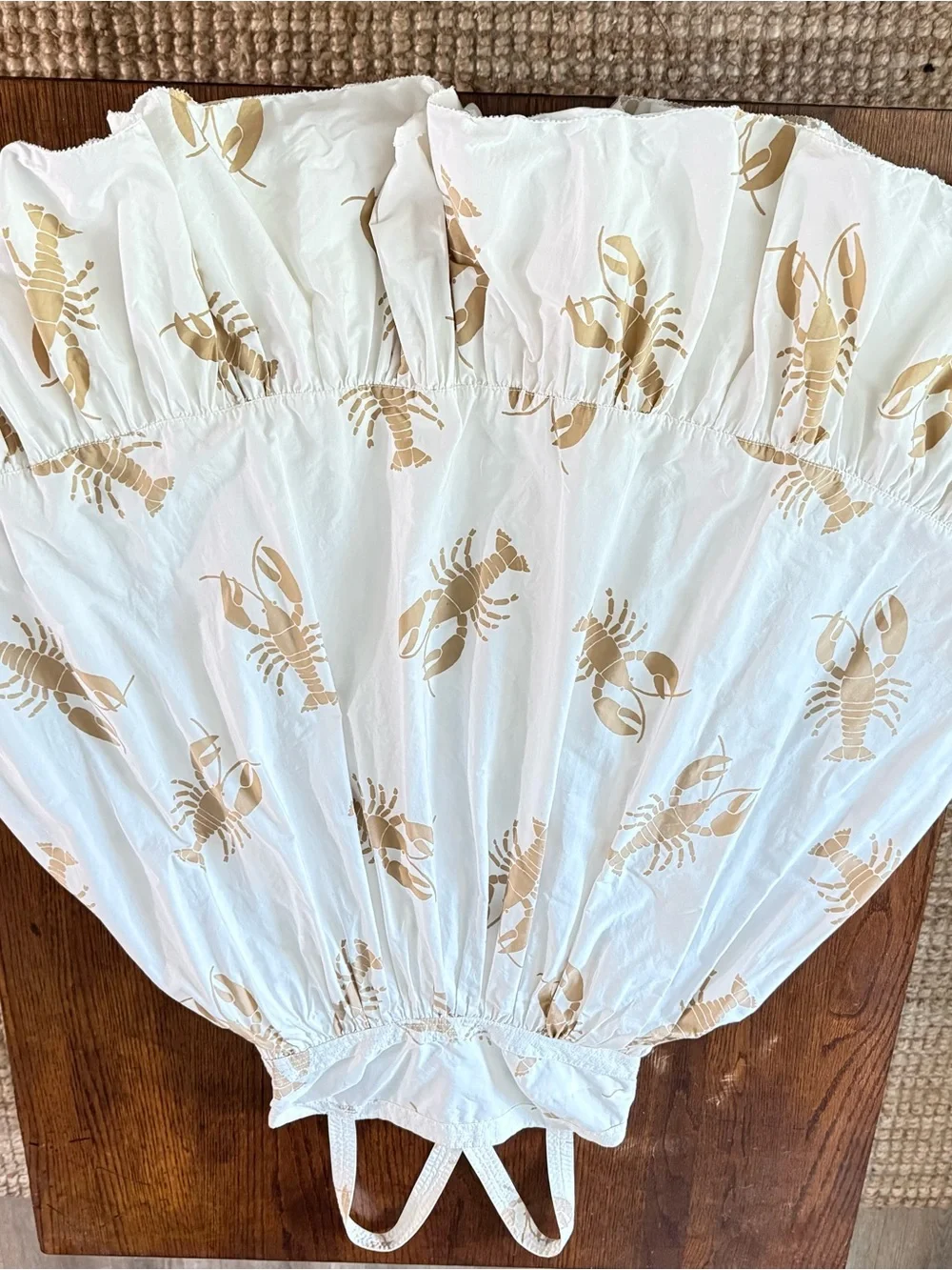 J. Crew White Midi dress with tan Lobster Print